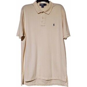 Mens RALPH LAUREN XL Ivory Beige Short Sleeve Polo Shirt, 100% Cotton